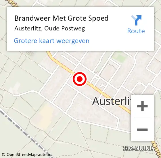 Locatie op kaart van de 112 melding: Brandweer Met Grote Spoed Naar Austerlitz, Oude Postweg op 23 januari 2019 01:02
