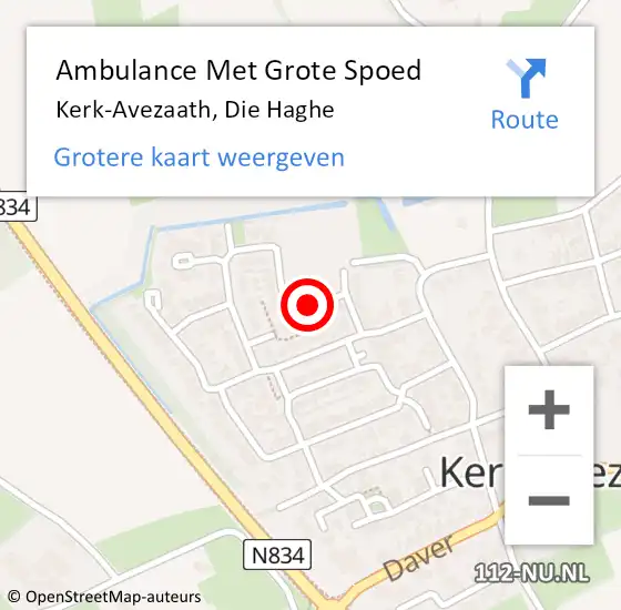 Locatie op kaart van de 112 melding: Ambulance Met Grote Spoed Naar Kerk-Avezaath, Die Haghe op 23 januari 2019 01:11