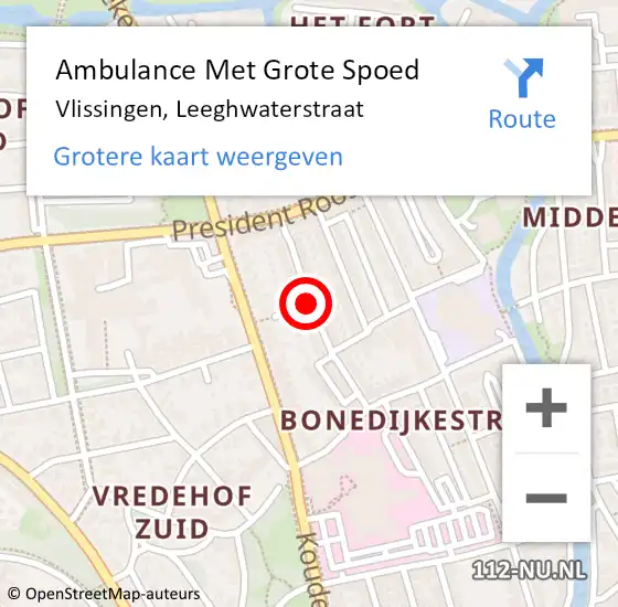 Locatie op kaart van de 112 melding: Ambulance Met Grote Spoed Naar Vlissingen, Leeghwaterstraat op 23 januari 2019 07:41