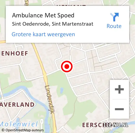 Locatie op kaart van de 112 melding: Ambulance Met Spoed Naar Sint Oedenrode, Sint Martenstraat op 23 januari 2019 07:51