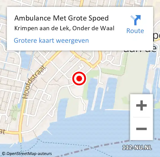 Locatie op kaart van de 112 melding: Ambulance Met Grote Spoed Naar Krimpen aan de Lek, Onder de Waal op 23 januari 2019 09:35