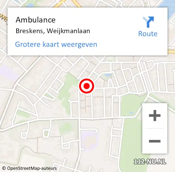 Locatie op kaart van de 112 melding: Ambulance Breskens, Weijkmanlaan op 23 januari 2019 10:17