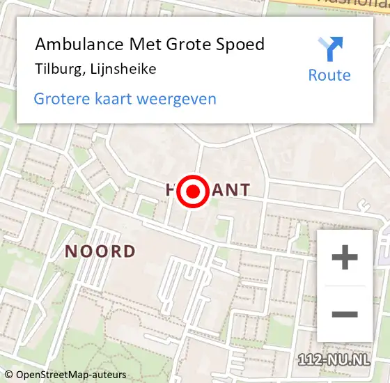 Locatie op kaart van de 112 melding: Ambulance Met Grote Spoed Naar Tilburg, Lijnsheike op 23 januari 2019 11:03