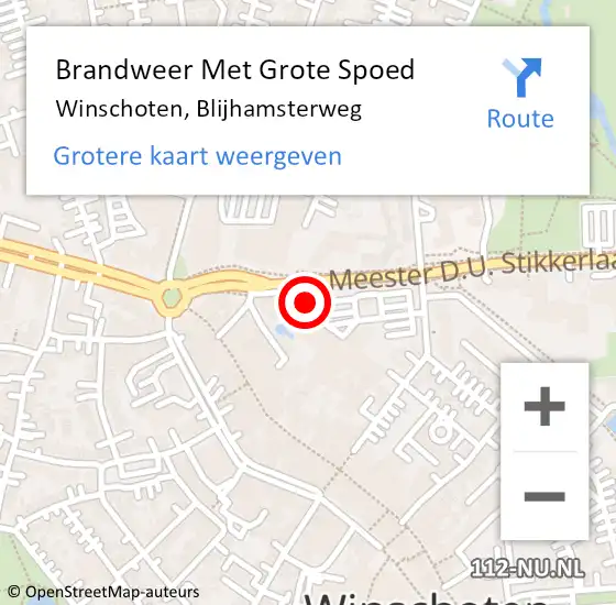 Locatie op kaart van de 112 melding: Brandweer Met Grote Spoed Naar Winschoten, Blijhamsterweg op 23 januari 2019 12:09