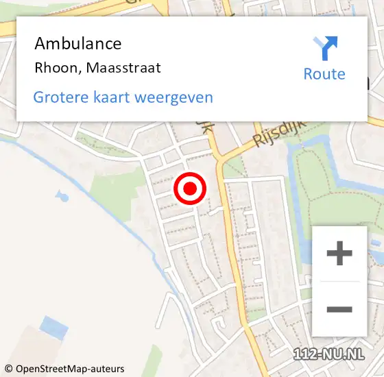 Locatie op kaart van de 112 melding: Ambulance Rhoon, Maasstraat op 23 januari 2019 12:54