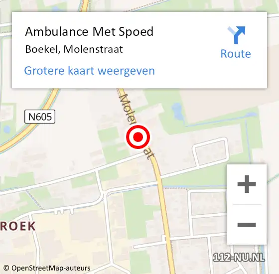 Locatie op kaart van de 112 melding: Ambulance Met Spoed Naar Boekel, Molenstraat op 23 januari 2019 13:15