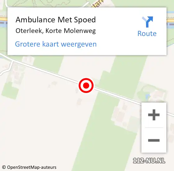 Locatie op kaart van de 112 melding: Ambulance Met Spoed Naar Oterleek, Korte Molenweg op 23 januari 2019 14:35