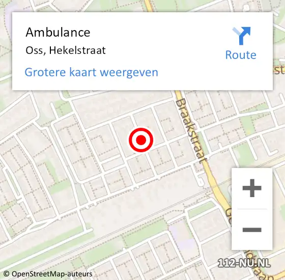 Locatie op kaart van de 112 melding: Ambulance Oss, Hekelstraat op 23 januari 2019 14:49