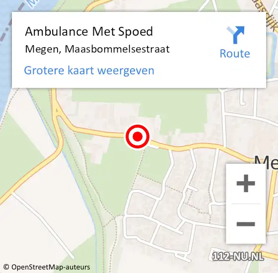 Locatie op kaart van de 112 melding: Ambulance Met Spoed Naar Megen, Maasbommelsestraat op 23 januari 2019 15:04