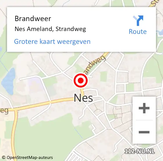 Locatie op kaart van de 112 melding: Brandweer Nes Ameland, Strandweg op 23 januari 2019 15:04