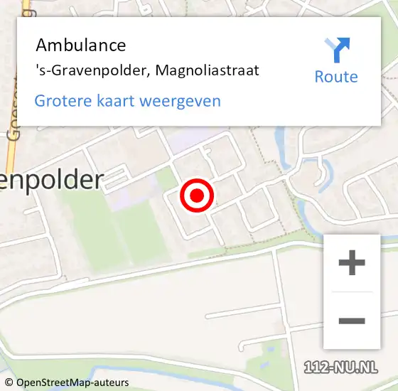 Locatie op kaart van de 112 melding: Ambulance 's-Gravenpolder, Magnoliastraat op 23 januari 2019 15:28