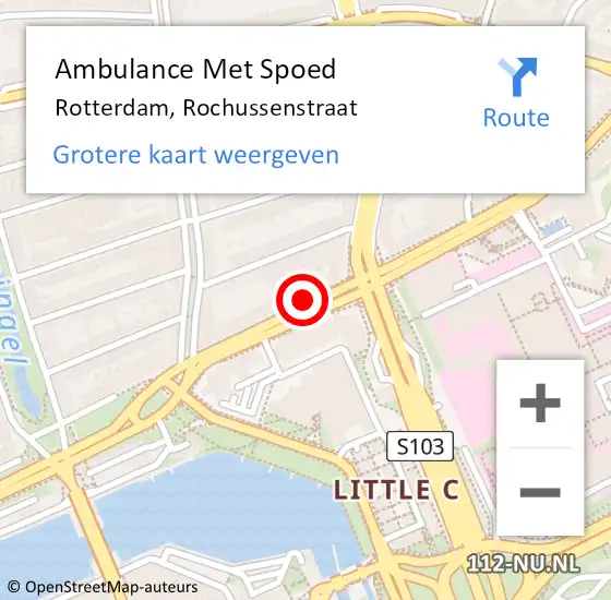 Locatie op kaart van de 112 melding: Ambulance Met Spoed Naar Rotterdam, Rochussenstraat op 23 januari 2019 16:01