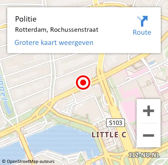 Locatie op kaart van de 112 melding: Politie Rotterdam, Rochussenstraat op 23 januari 2019 16:02