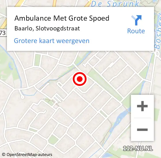 Locatie op kaart van de 112 melding: Ambulance Met Grote Spoed Naar Baarlo, Slotvoogdstraat op 21 maart 2014 11:40