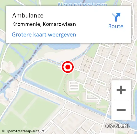 Locatie op kaart van de 112 melding: Ambulance Krommenie, Komarowlaan op 23 januari 2019 19:29