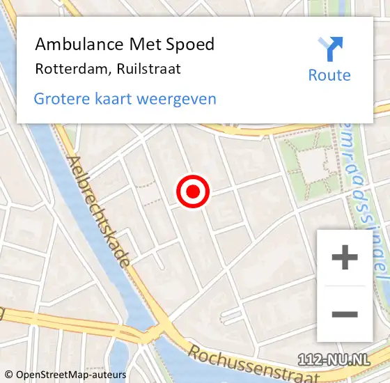 Locatie op kaart van de 112 melding: Ambulance Met Spoed Naar Rotterdam, Ruilstraat op 23 januari 2019 20:36