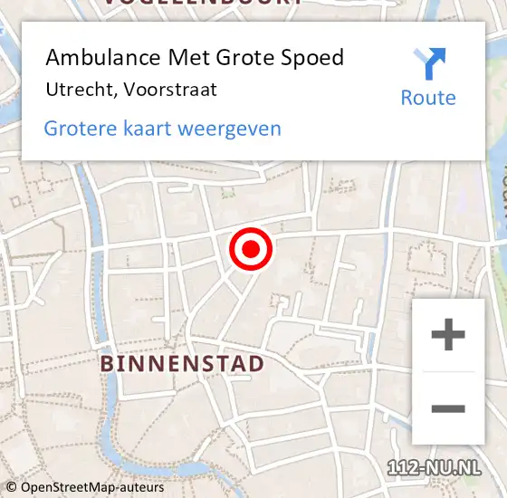 Locatie op kaart van de 112 melding: Ambulance Met Grote Spoed Naar Utrecht, Voorstraat op 23 januari 2019 21:27