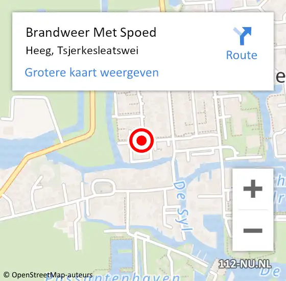 Locatie op kaart van de 112 melding: Brandweer Met Spoed Naar Heeg, Tsjerkesleatswei op 23 januari 2019 22:12