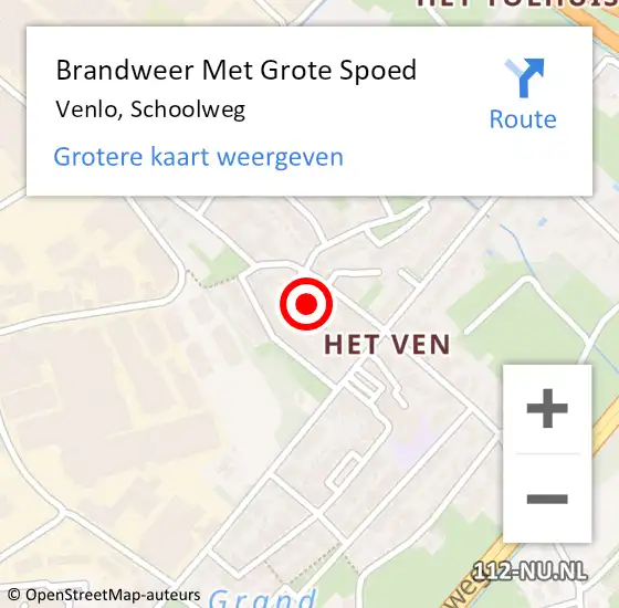 Locatie op kaart van de 112 melding: Brandweer Met Grote Spoed Naar Venlo, Schoolweg op 23 januari 2019 22:29