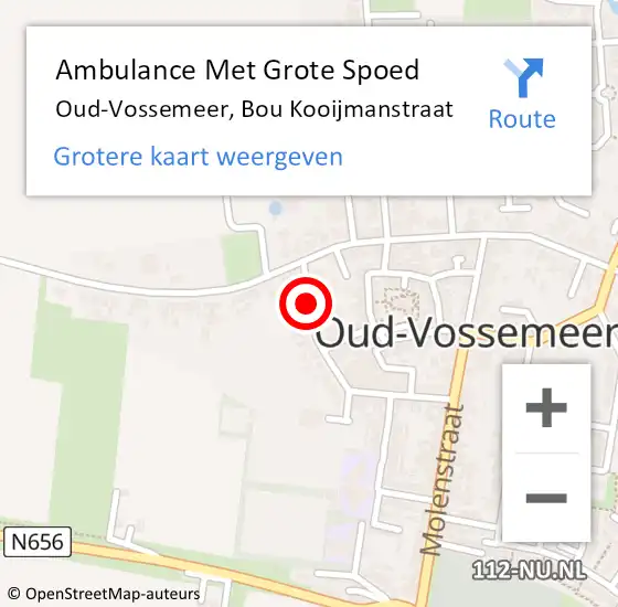 Locatie op kaart van de 112 melding: Ambulance Met Grote Spoed Naar Oud-Vossemeer, Bou Kooijmanstraat op 24 januari 2019 00:34