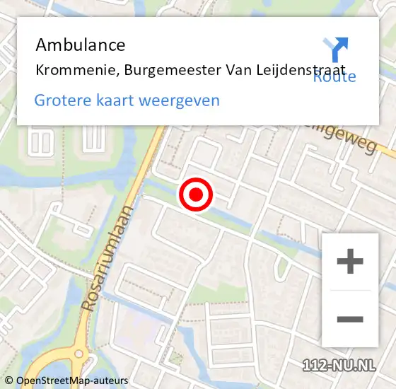 Locatie op kaart van de 112 melding: Ambulance Krommenie, Burgemeester Van Leijdenstraat op 21 maart 2014 12:04