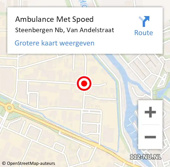 Locatie op kaart van de 112 melding: Ambulance Met Spoed Naar Steenbergen, Van Andelstraat op 24 januari 2019 03:04