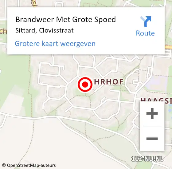 Locatie op kaart van de 112 melding: Brandweer Met Grote Spoed Naar Sittard, Clovisstraat op 24 januari 2019 03:36