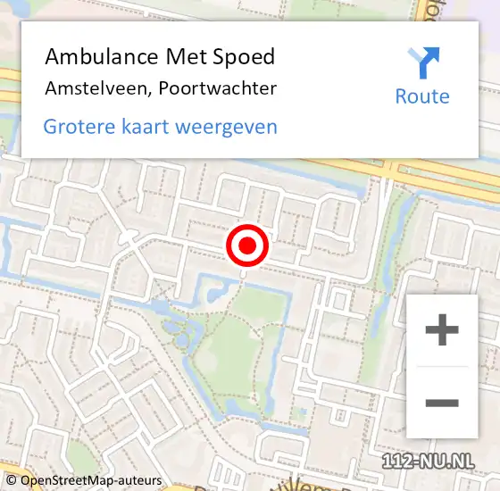 Locatie op kaart van de 112 melding: Ambulance Met Spoed Naar Amstelveen, Poortwachter op 24 januari 2019 05:26