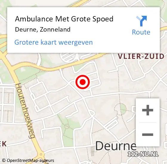 Locatie op kaart van de 112 melding: Ambulance Met Grote Spoed Naar Deurne, Zonneland op 24 januari 2019 07:11