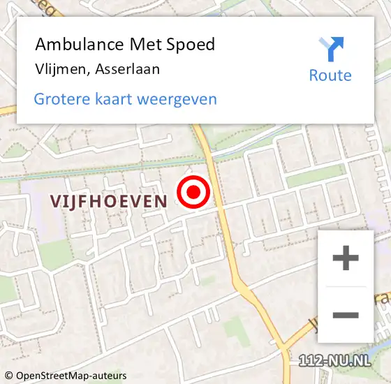 Locatie op kaart van de 112 melding: Ambulance Met Spoed Naar Vlijmen, Asserlaan op 24 januari 2019 07:15