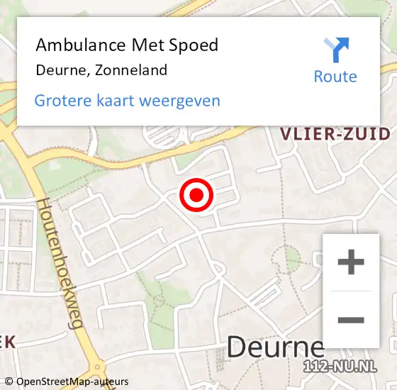 Locatie op kaart van de 112 melding: Ambulance Met Spoed Naar Deurne, Zonneland op 24 januari 2019 07:35