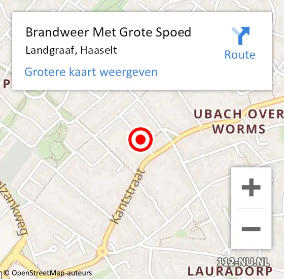 Locatie op kaart van de 112 melding: Brandweer Met Grote Spoed Naar Landgraaf, Haaselt op 24 januari 2019 07:43