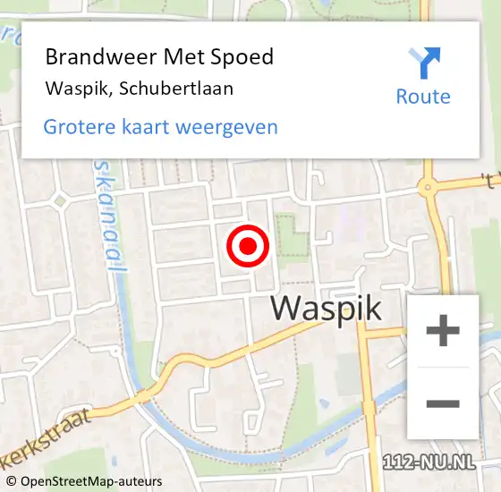 Locatie op kaart van de 112 melding: Brandweer Met Spoed Naar Waspik, Schubertlaan op 24 januari 2019 08:03