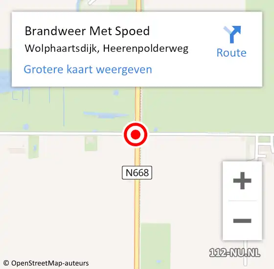 Locatie op kaart van de 112 melding: Brandweer Met Spoed Naar Wolphaartsdijk, Heerenpolderweg op 24 januari 2019 08:11