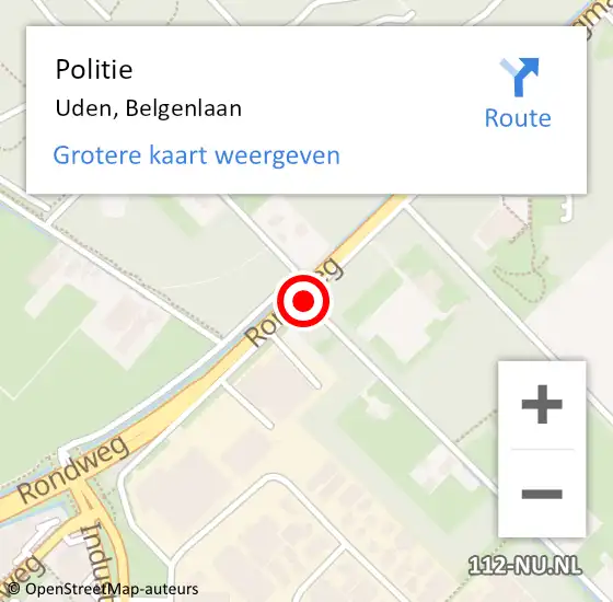 Locatie op kaart van de 112 melding: Politie Uden, Belgenlaan op 24 januari 2019 08:11