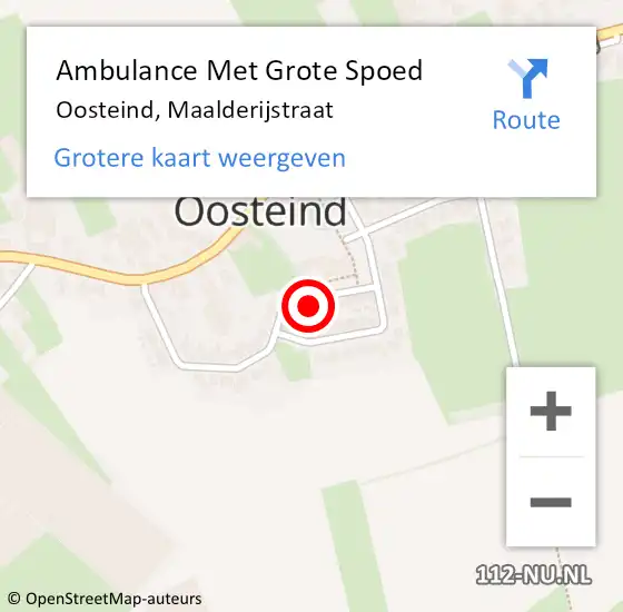 Locatie op kaart van de 112 melding: Ambulance Met Grote Spoed Naar Oosteind, Maalderijstraat op 26 september 2013 08:47