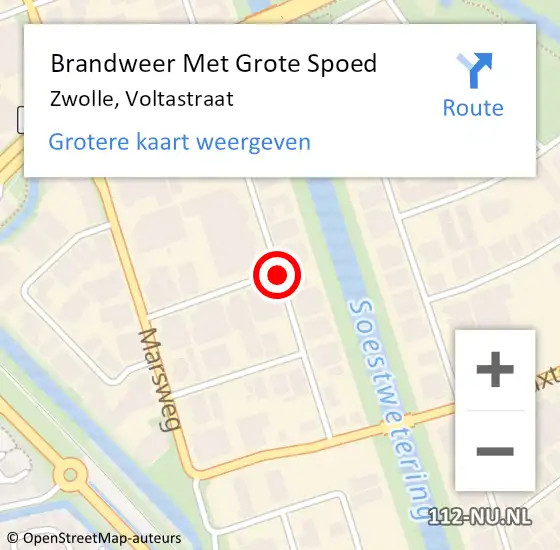 Locatie op kaart van de 112 melding: Brandweer Met Grote Spoed Naar Zwolle, Voltastraat op 24 januari 2019 10:57