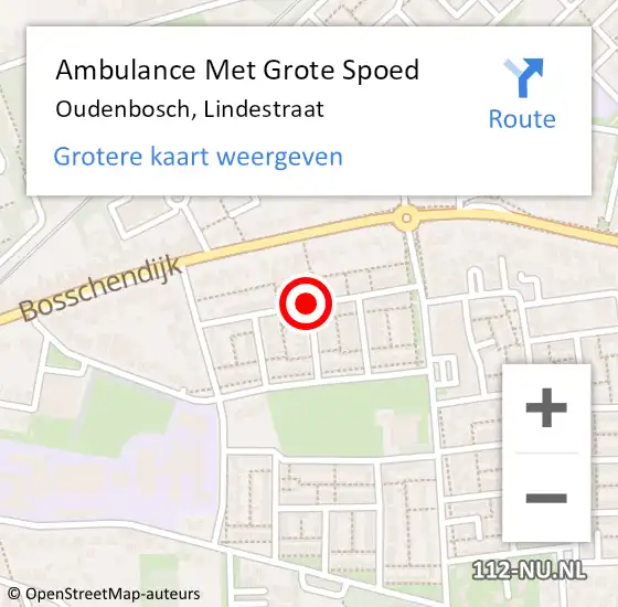 Locatie op kaart van de 112 melding: Ambulance Met Grote Spoed Naar Oudenbosch, Lindestraat op 24 januari 2019 11:16