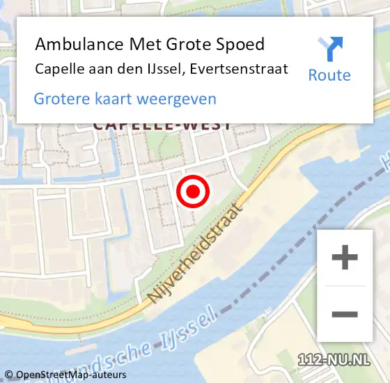Locatie op kaart van de 112 melding: Ambulance Met Grote Spoed Naar Capelle aan den IJssel, Evertsenstraat op 24 januari 2019 12:56