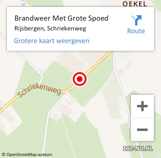 Locatie op kaart van de 112 melding: Brandweer Met Grote Spoed Naar Rijsbergen, Schriekenweg op 24 januari 2019 15:11