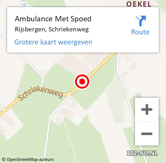 Locatie op kaart van de 112 melding: Ambulance Met Spoed Naar Rijsbergen, Schriekenweg op 24 januari 2019 15:12