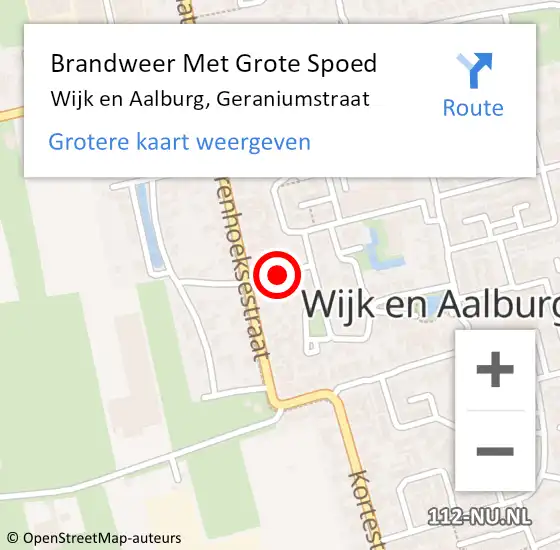 Locatie op kaart van de 112 melding: Brandweer Met Grote Spoed Naar Wijk en Aalburg, Geraniumstraat op 24 januari 2019 15:17