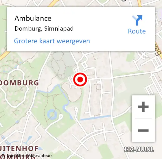 Locatie op kaart van de 112 melding: Ambulance Domburg, Simniapad op 24 januari 2019 15:38