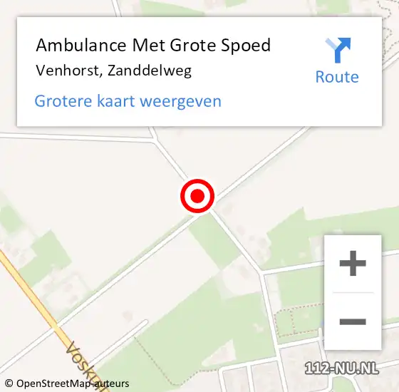 Locatie op kaart van de 112 melding: Ambulance Met Grote Spoed Naar Venhorst, Zanddelweg op 24 januari 2019 16:12