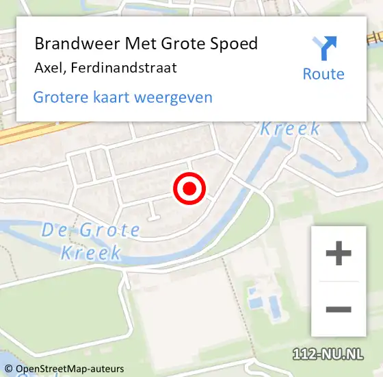 Locatie op kaart van de 112 melding: Brandweer Met Grote Spoed Naar Axel, Ferdinandstraat op 24 januari 2019 16:40