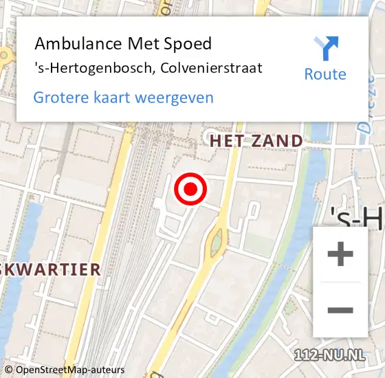 Locatie op kaart van de 112 melding: Ambulance Met Spoed Naar 's-Hertogenbosch, Colvenierstraat op 24 januari 2019 16:47