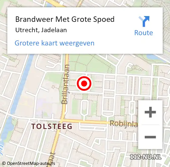 Locatie op kaart van de 112 melding: Brandweer Met Grote Spoed Naar Utrecht, Jadelaan op 24 januari 2019 16:55