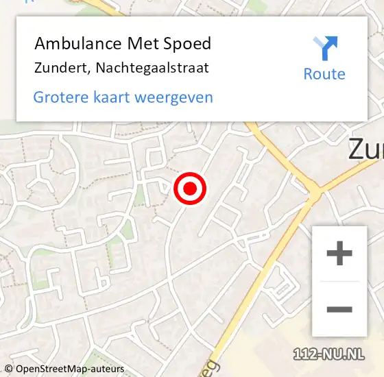 Locatie op kaart van de 112 melding: Ambulance Met Spoed Naar Zundert, Nachtegaalstraat op 24 januari 2019 17:01