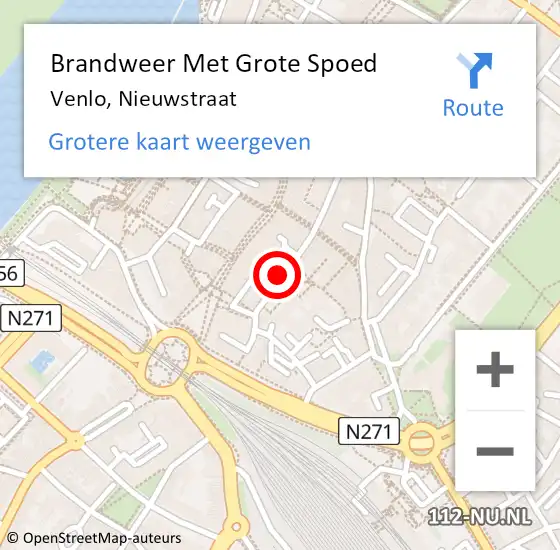 Locatie op kaart van de 112 melding: Brandweer Met Grote Spoed Naar Venlo, Nieuwstraat op 24 januari 2019 17:01