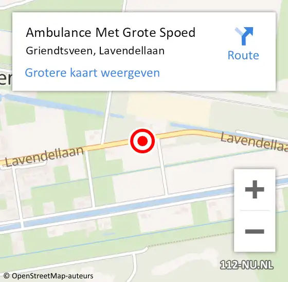 Locatie op kaart van de 112 melding: Ambulance Met Grote Spoed Naar Griendtsveen, Lavendellaan op 24 januari 2019 17:18